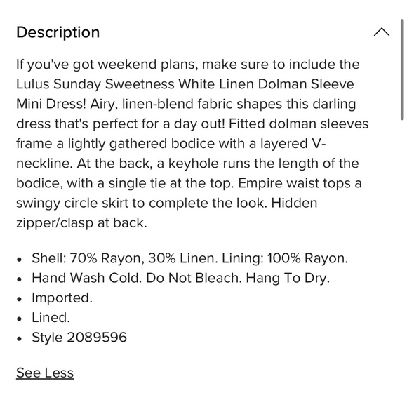 Lulu’s Sunday Sweetness White Linen Dolman Sleeve Mini Dress - Picture 12 of 12